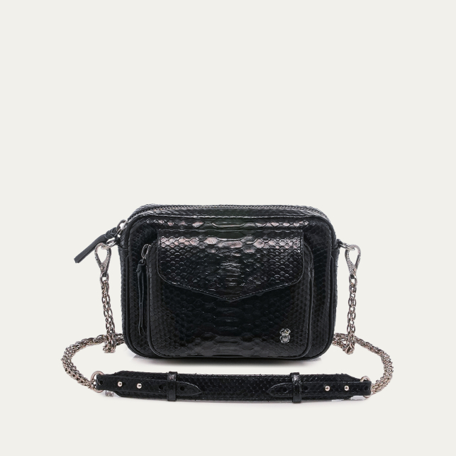 Sac Charly python chaîne argent