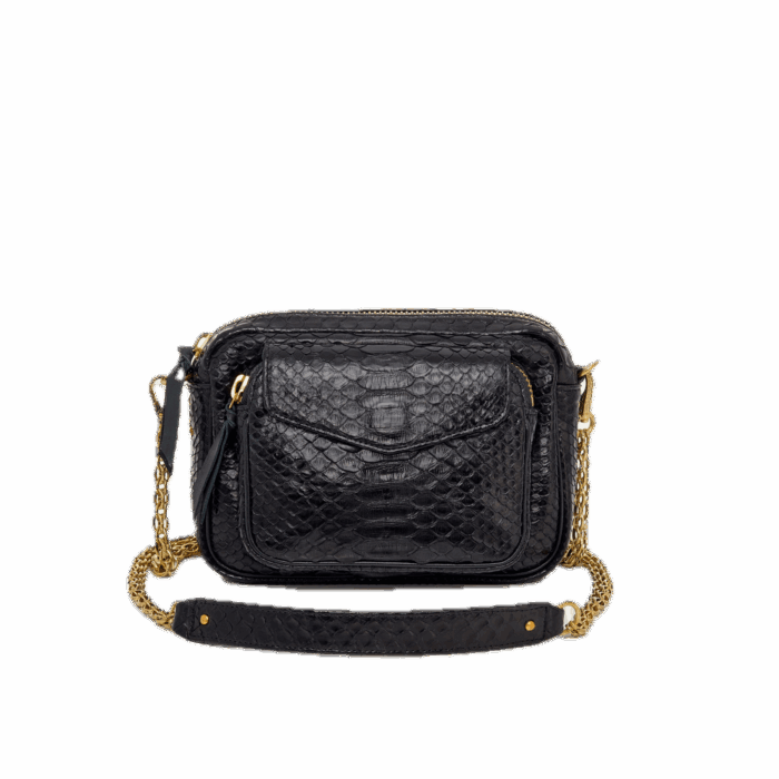 Sac Charly python noir et or