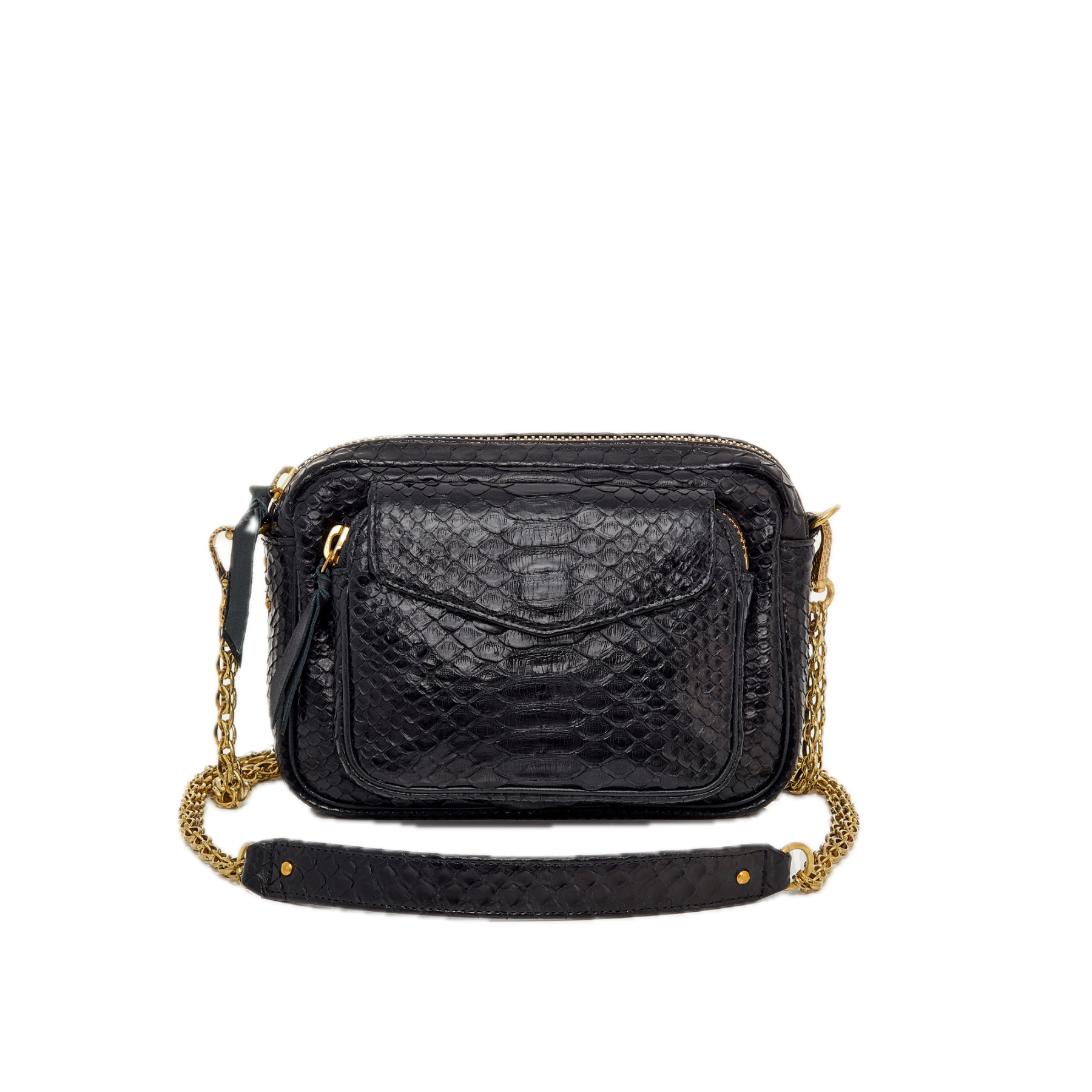 Sac Charly python noir et or