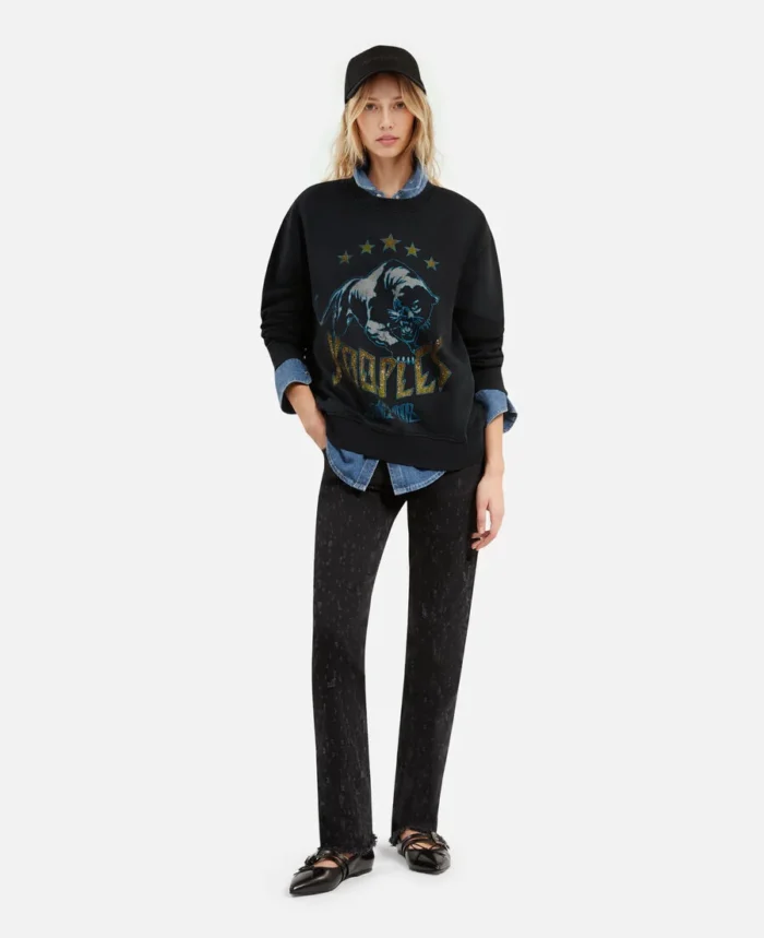 SWEATSHIRT À SÉRIGRAPHIE NOIR