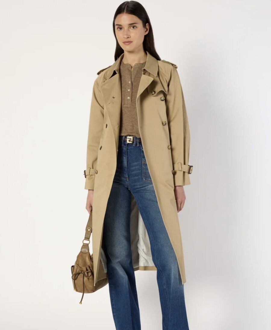 Trench long beige serge – Image 2