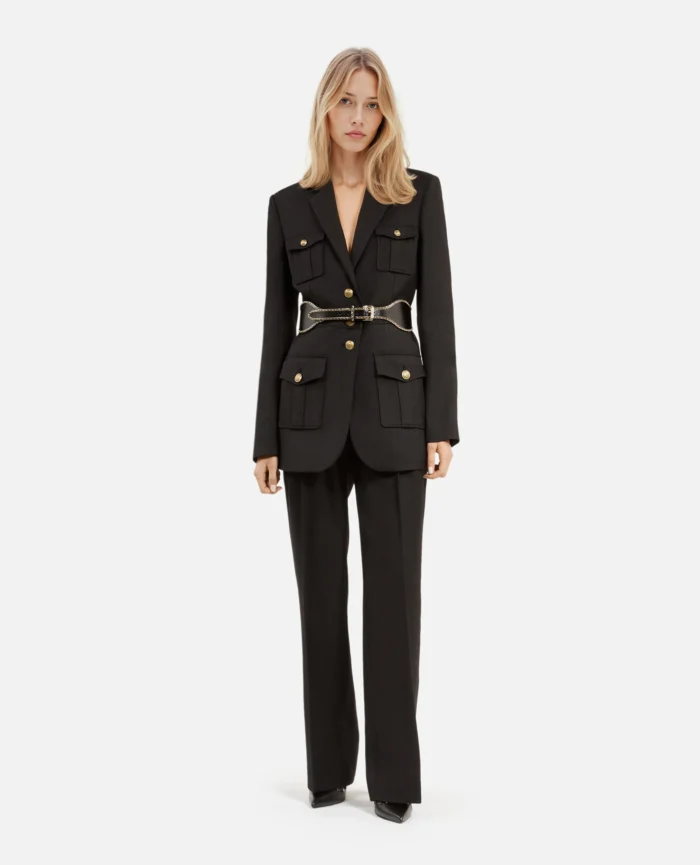 VESTE TAILLEUR STYLE SAHARIENNE NOIRE