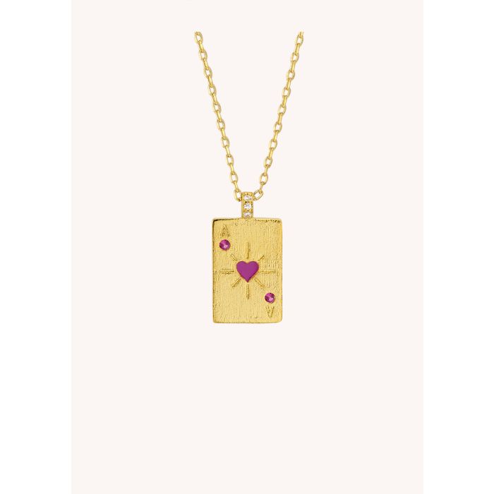 Collier as de coeur rose
