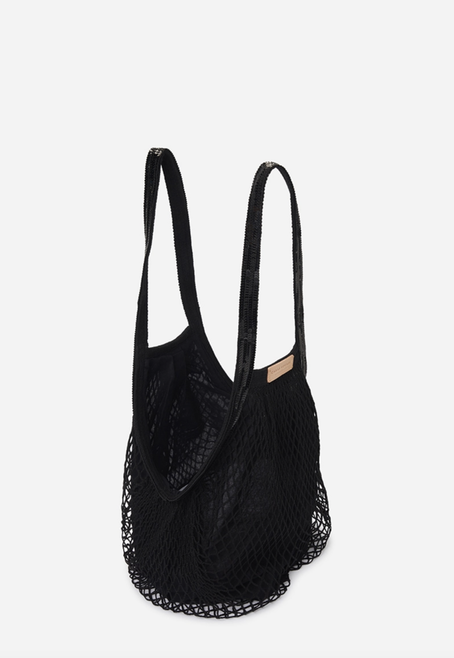 Sac filet 100% coton noir – Image 2