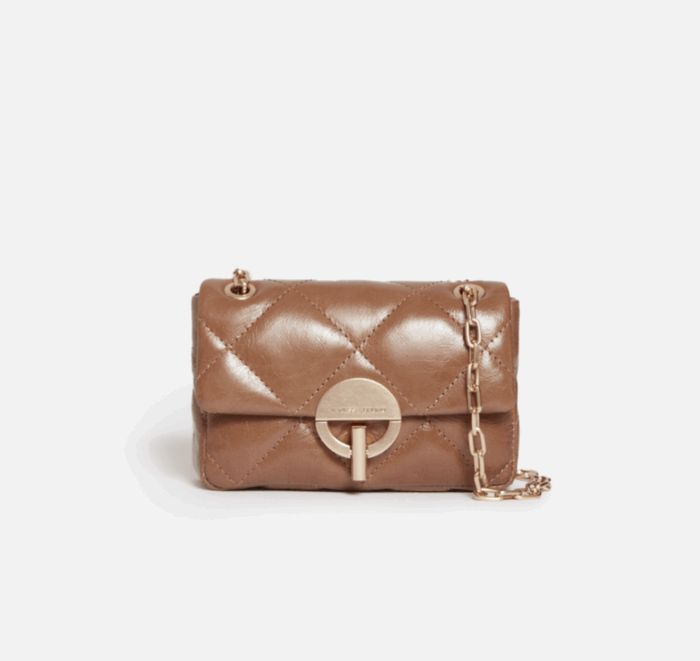 SAC NANO MOON EN CUIR MARRON GLACE
