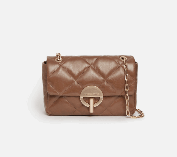 MOYEN SAC MOON EN CUIR MARRON GLACE
