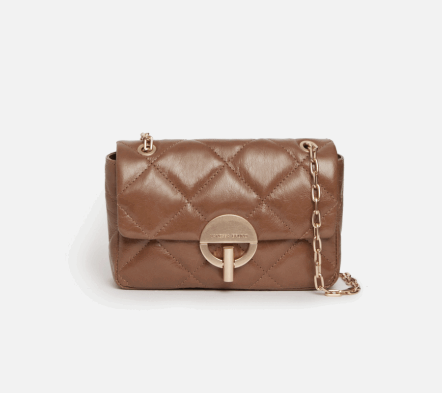 MOYEN SAC MOON EN CUIR MARRON GLACE