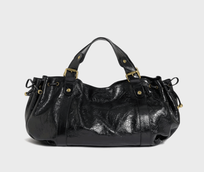 Sac Premium 24H en Cuir Froissé Noir