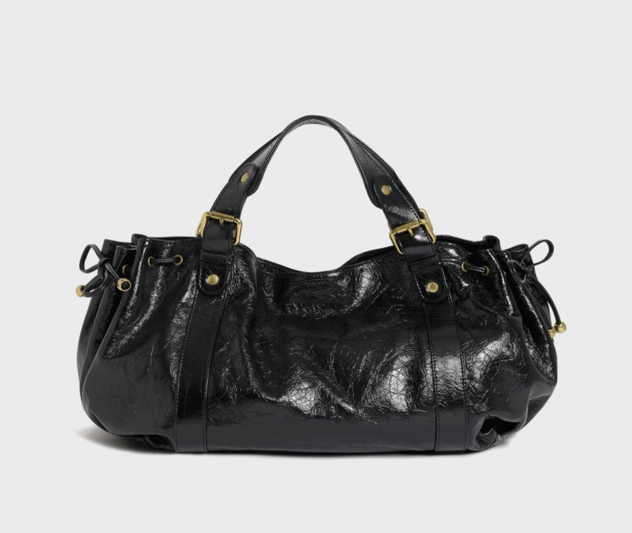 Sac Premium 24H en Cuir Froissé Noir