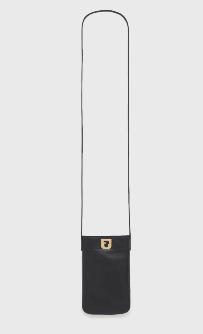 PM Pochette Téléphone en Cuir Lisse Noir