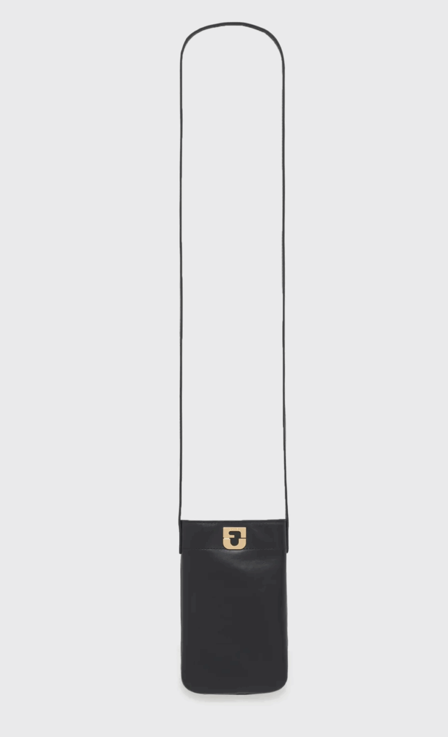 PM Pochette Téléphone en Cuir Lisse Noir