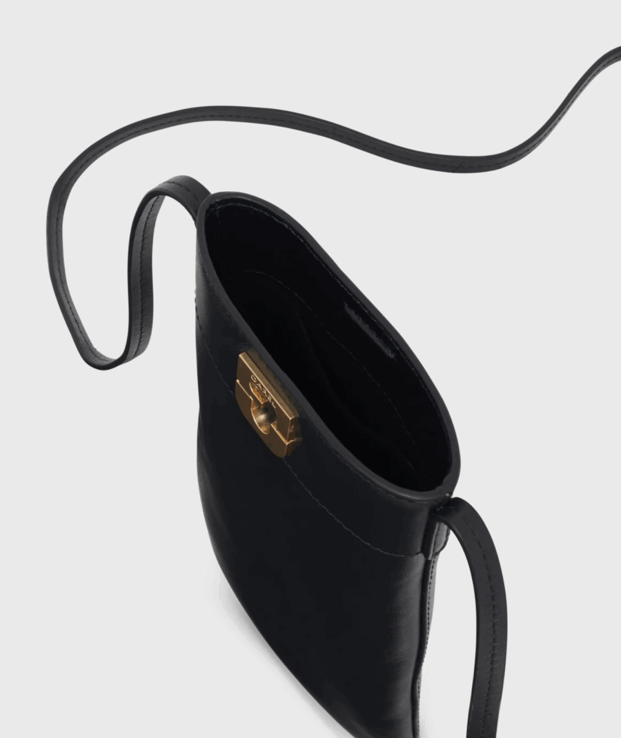 PM Pochette Téléphone en Cuir Lisse Noir – Image 3