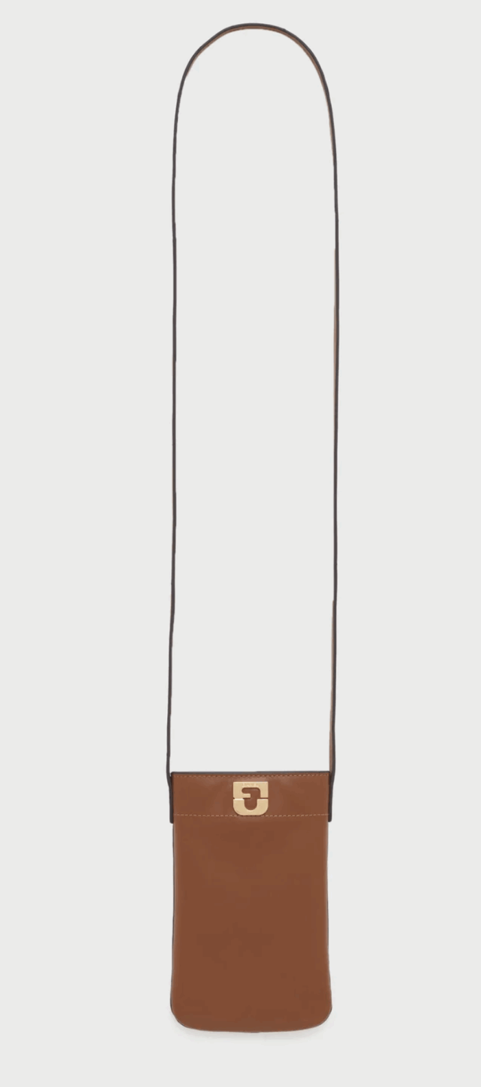 PM Pochette Téléphone en Cuir Lisse Cognac