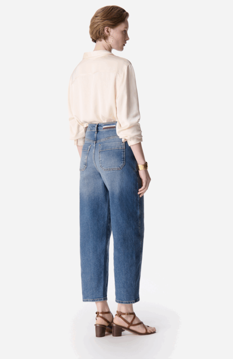 Jean Mom Caleb Coupe Ballon Bleu Gris – Image 2
