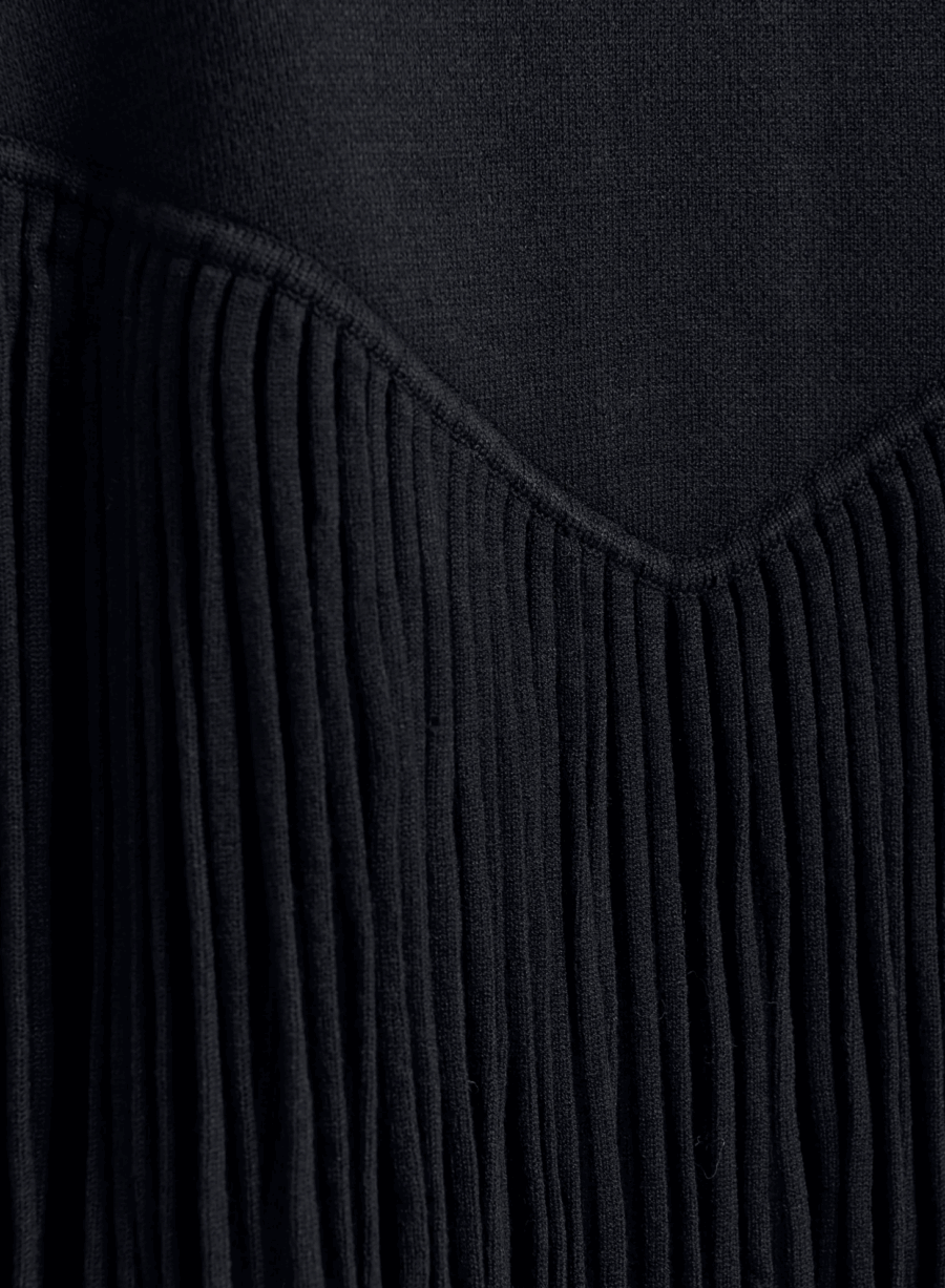 Veste Courte en Maille Bleu Marine à Franges – Image 6