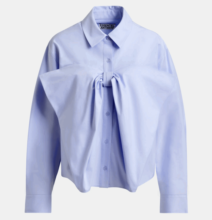 Chemise en Coton à Nœud Bleu Clair