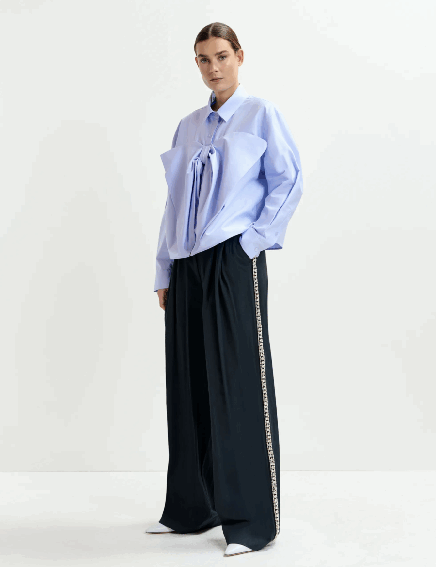 Chemise en Coton à Nœud Bleu Clair – Image 6