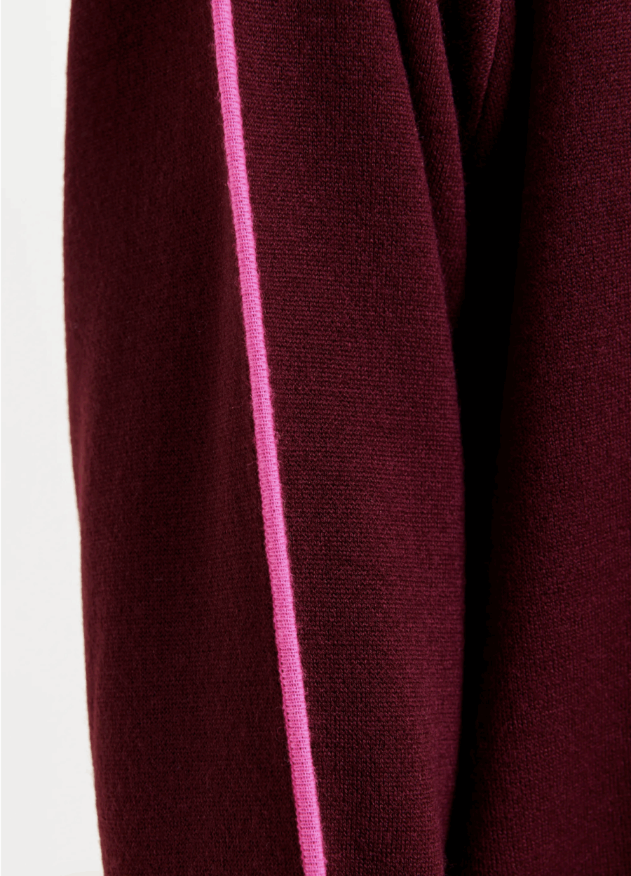 Mini Robe à Col Roulé et Rayure Bordeaux et Rose – Image 6