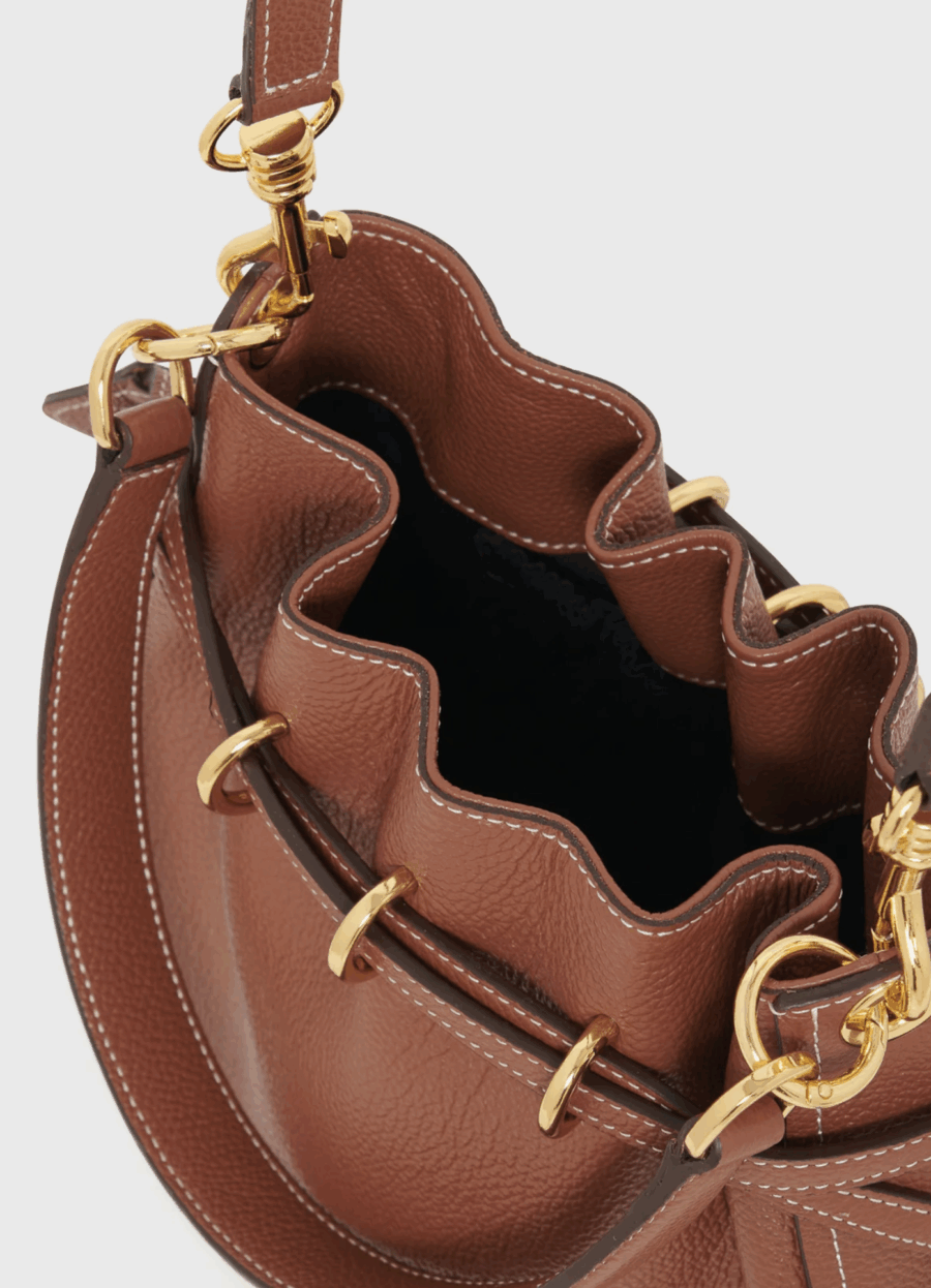 Sac Premium Le Mini Romy en cuir de vachette Tan – Image 4