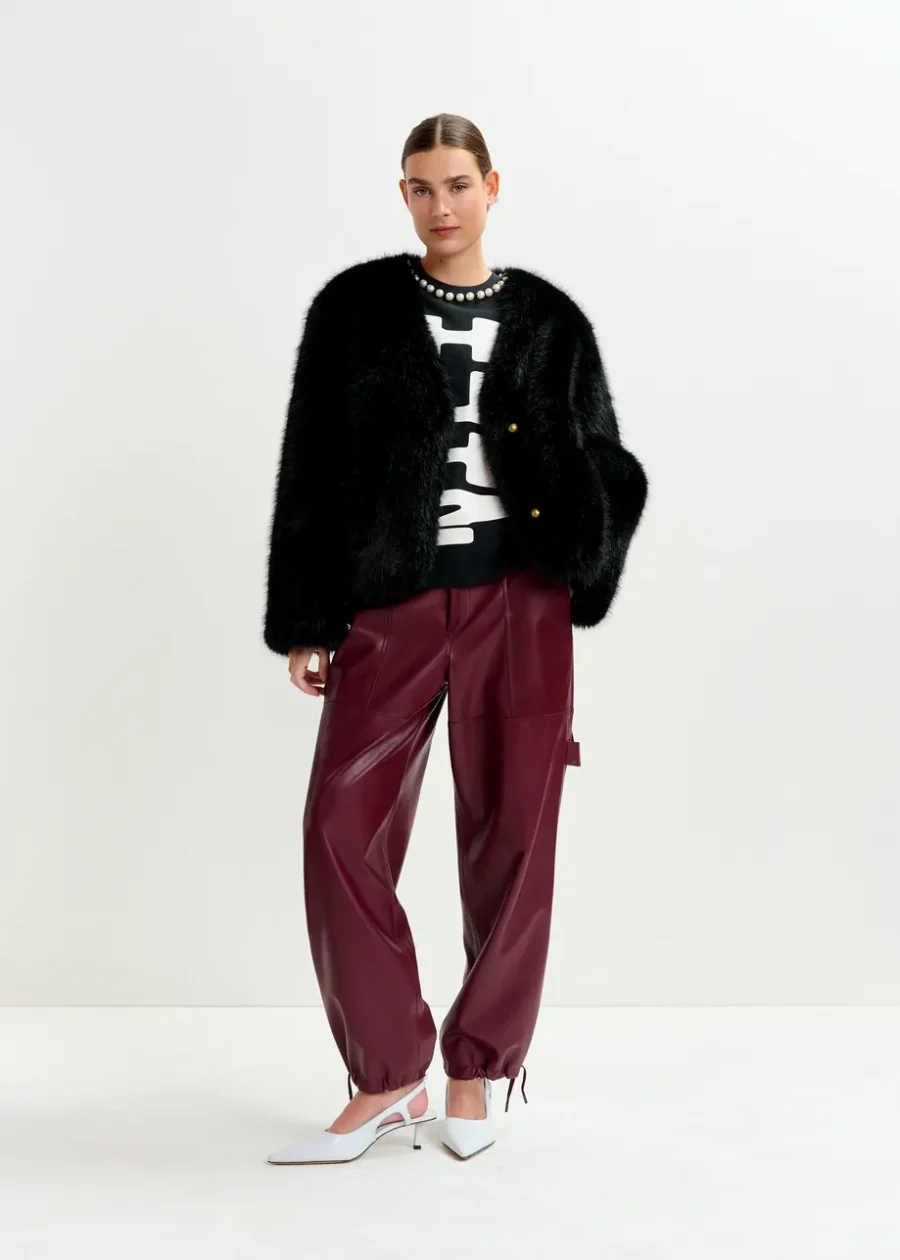 Veste en Fausse Fourrure Noire – Image 5