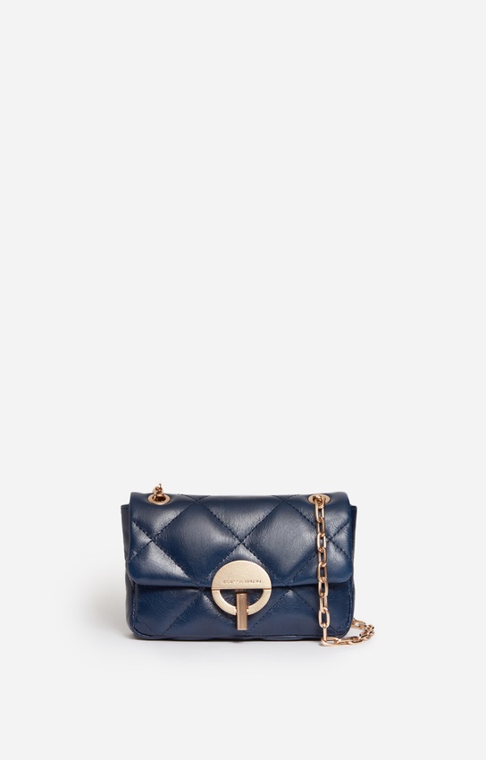 Sac nano moon cuir craquelé bleu outremer