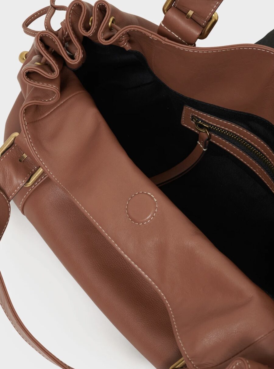 Sac 24H en Cuir Lisse Tan – Image 3