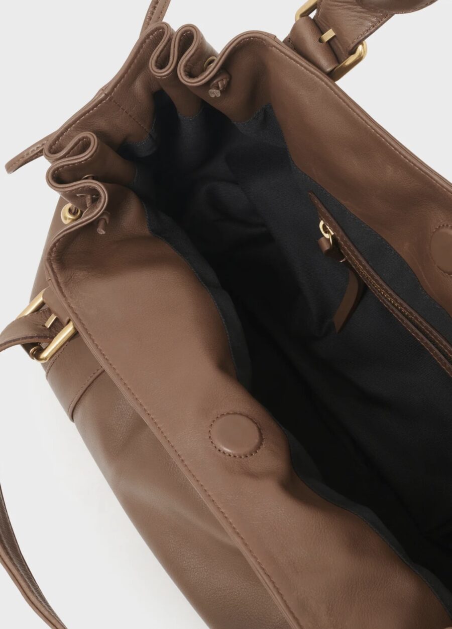 Sac 24H en Cuir Lisse Taupe – Image 3