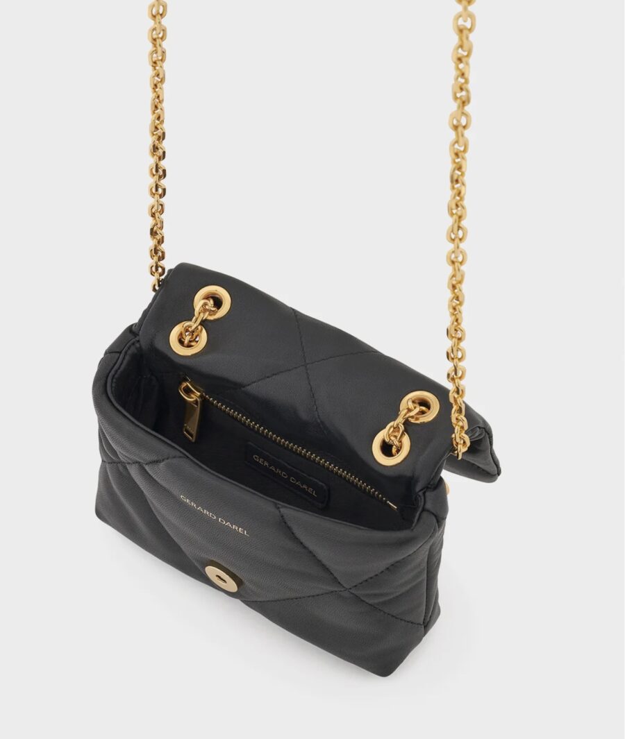 Sac Le Mini Fanny en Cuir Matelassé Noir – Image 3