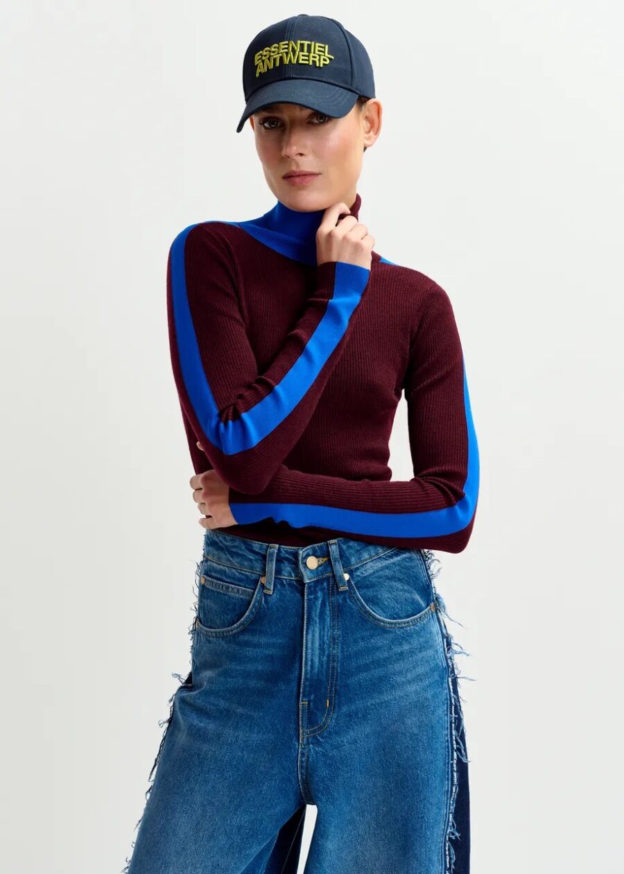 PULLOVER IFFORT bicolore bleu