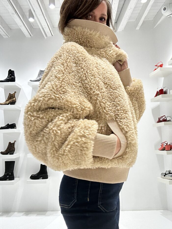 Blouson en laine beige