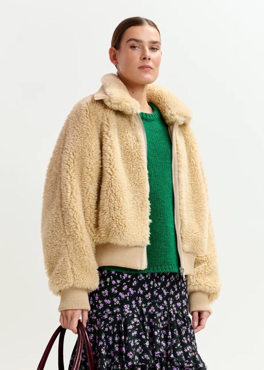 Blouson en laine beige – Image 2