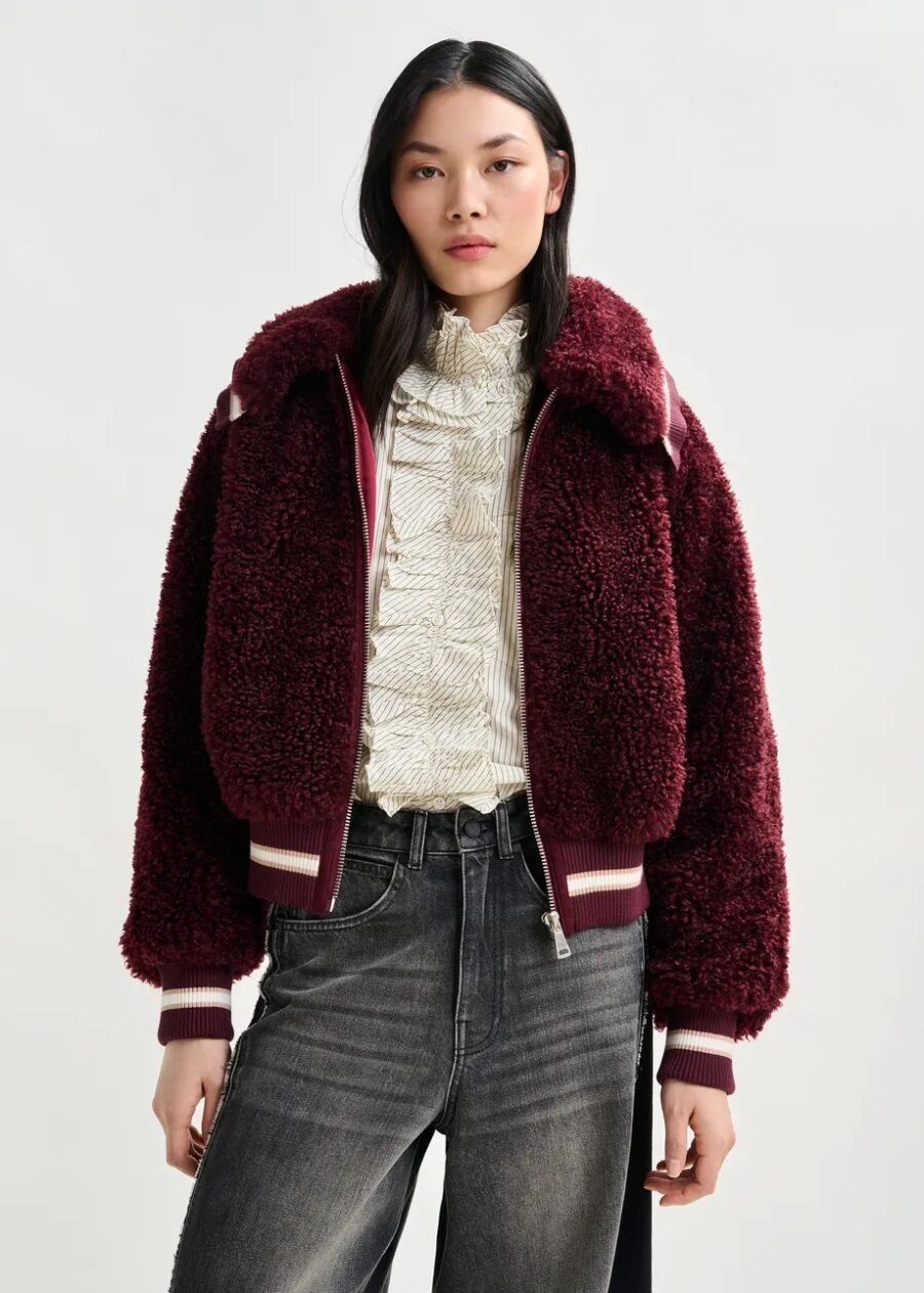 Blouson en laine bordeaux