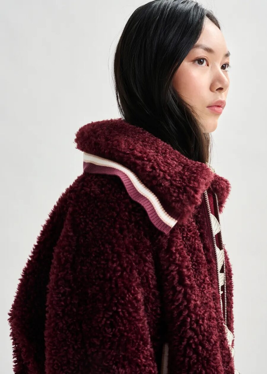 Blouson en laine bordeaux – Image 3