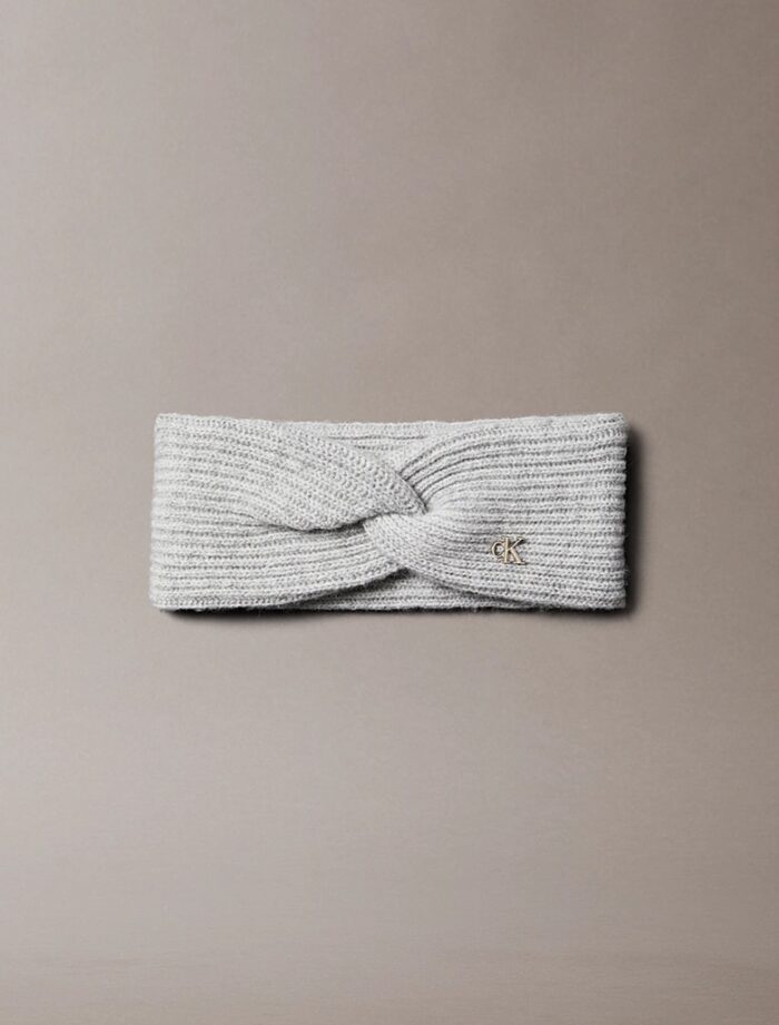 Bandeau torsadé en laine grise
