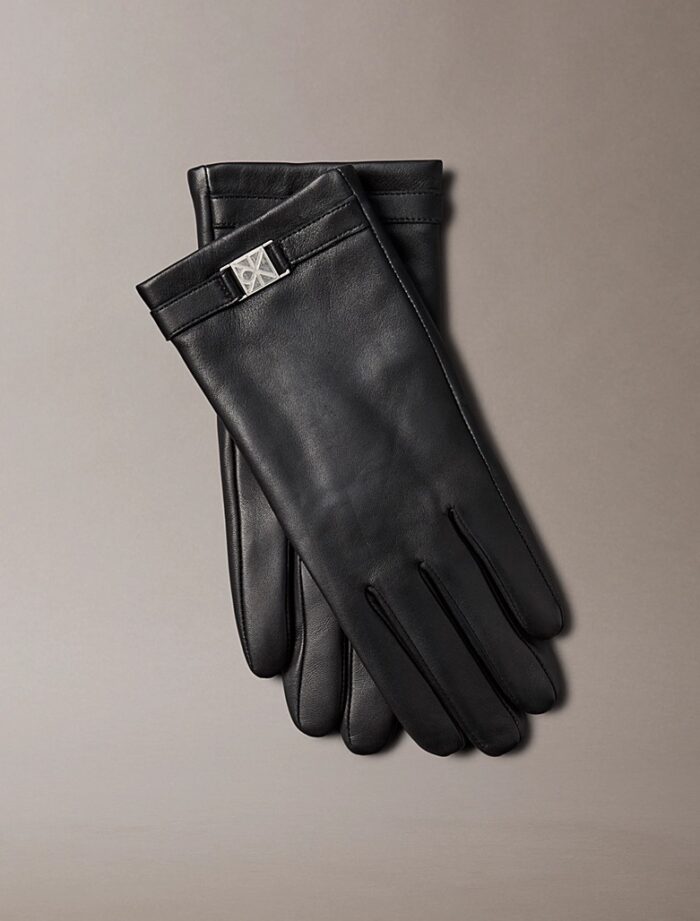 Gants tactiles en cuir noir