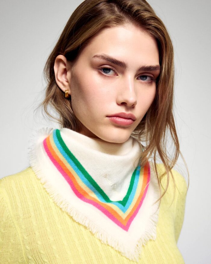 Foulard regular bandes multi co ecru