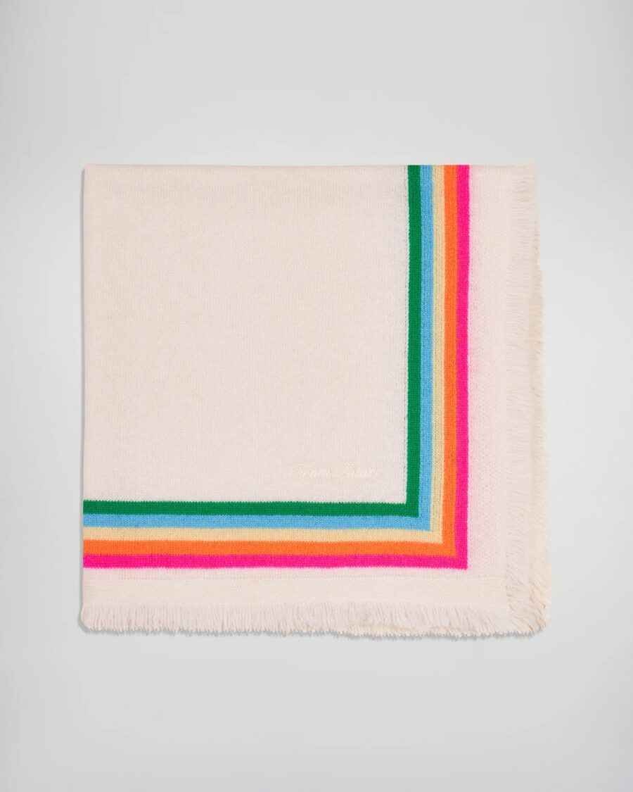 Foulard regular bandes multi co ecru – Image 3
