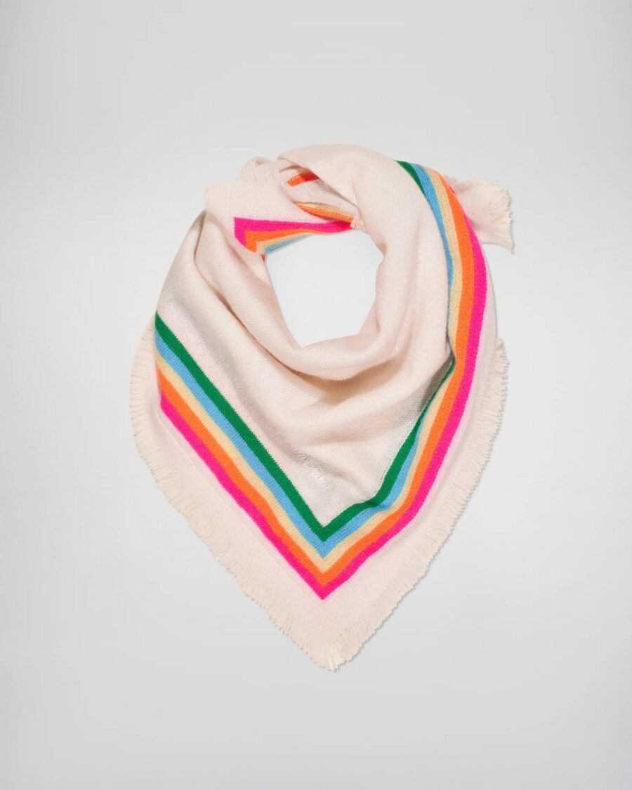Foulard regular bandes multi co ecru – Image 2