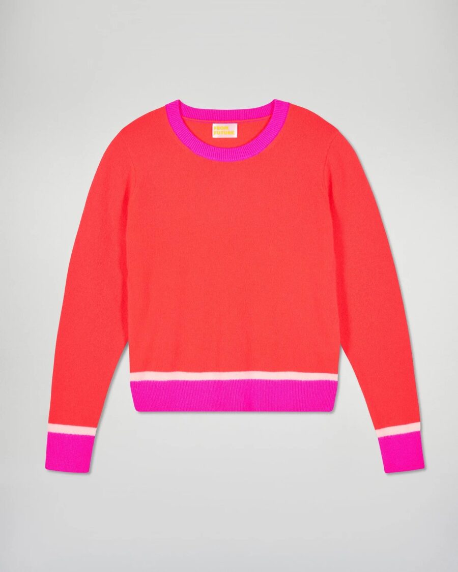 Pull col rond bicolore cosmic coral – Image 4