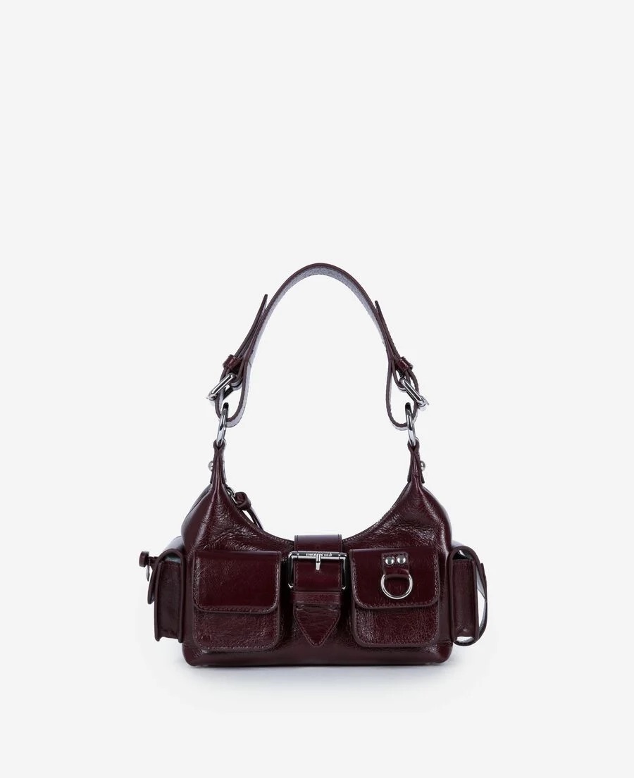 Sac Amelia small en cuir bordeaux
