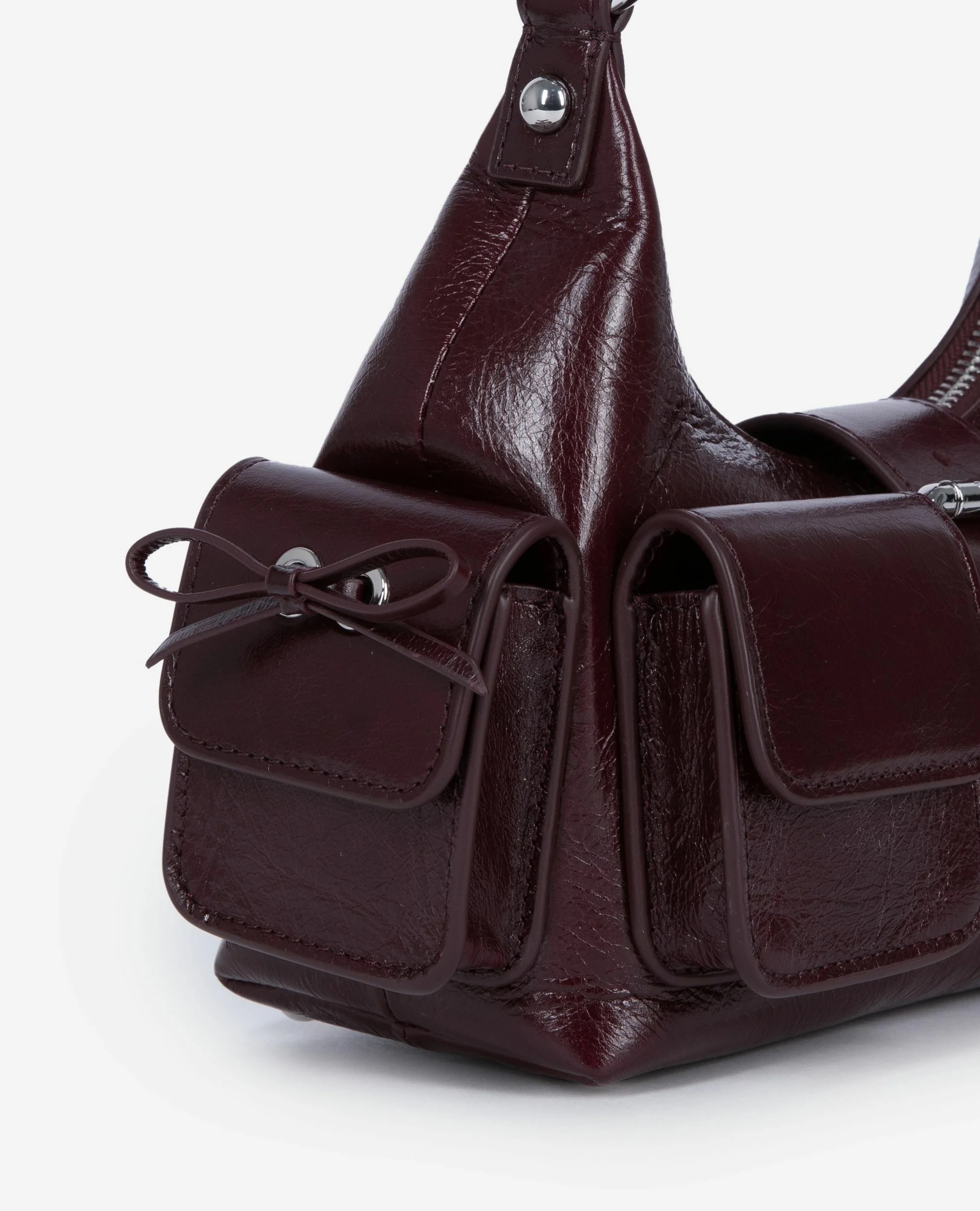 Sac Amelia small en cuir bordeaux – Image 3