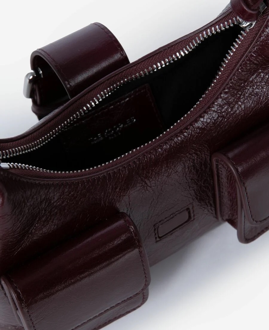 Sac Amelia small en cuir bordeaux – Image 5