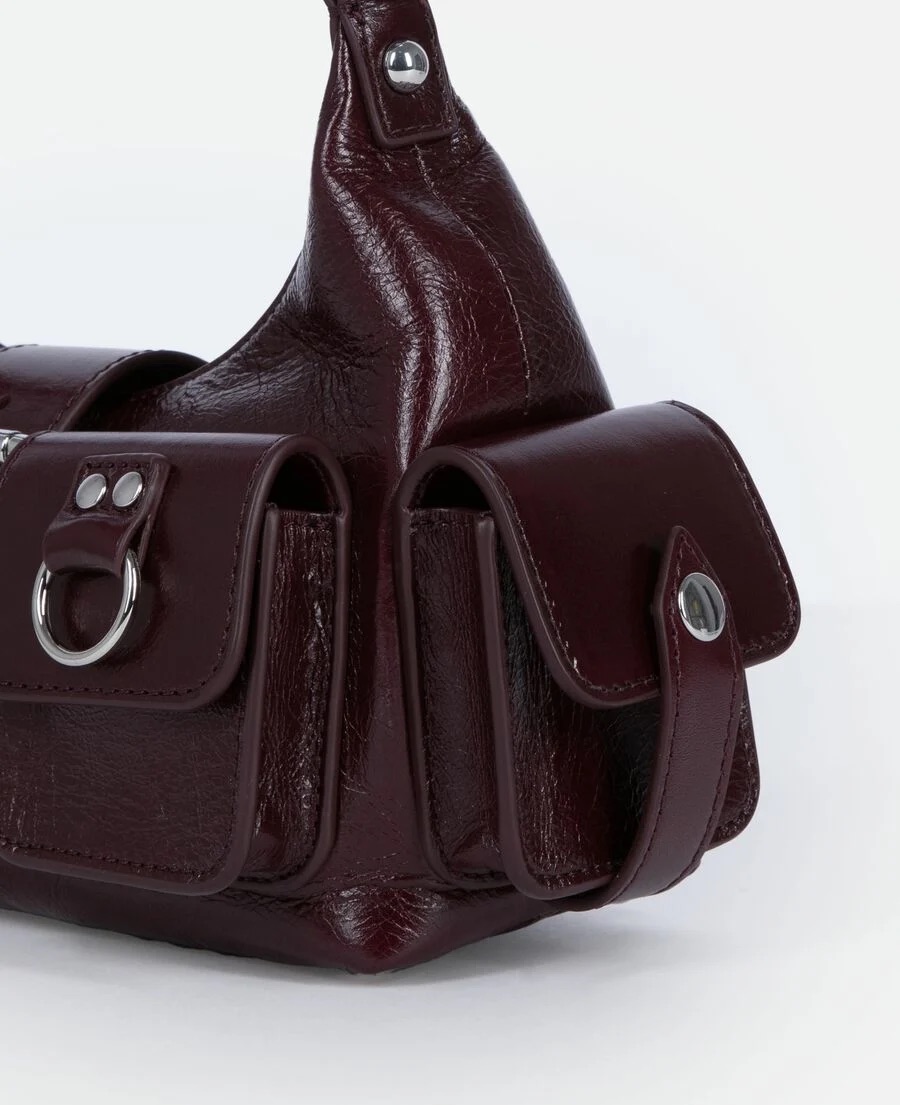 Sac Amelia small en cuir bordeaux – Image 4