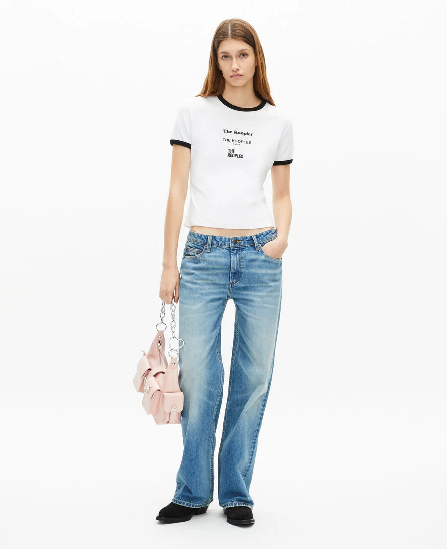 T-shirt court manches courtes blanc print devant et dos