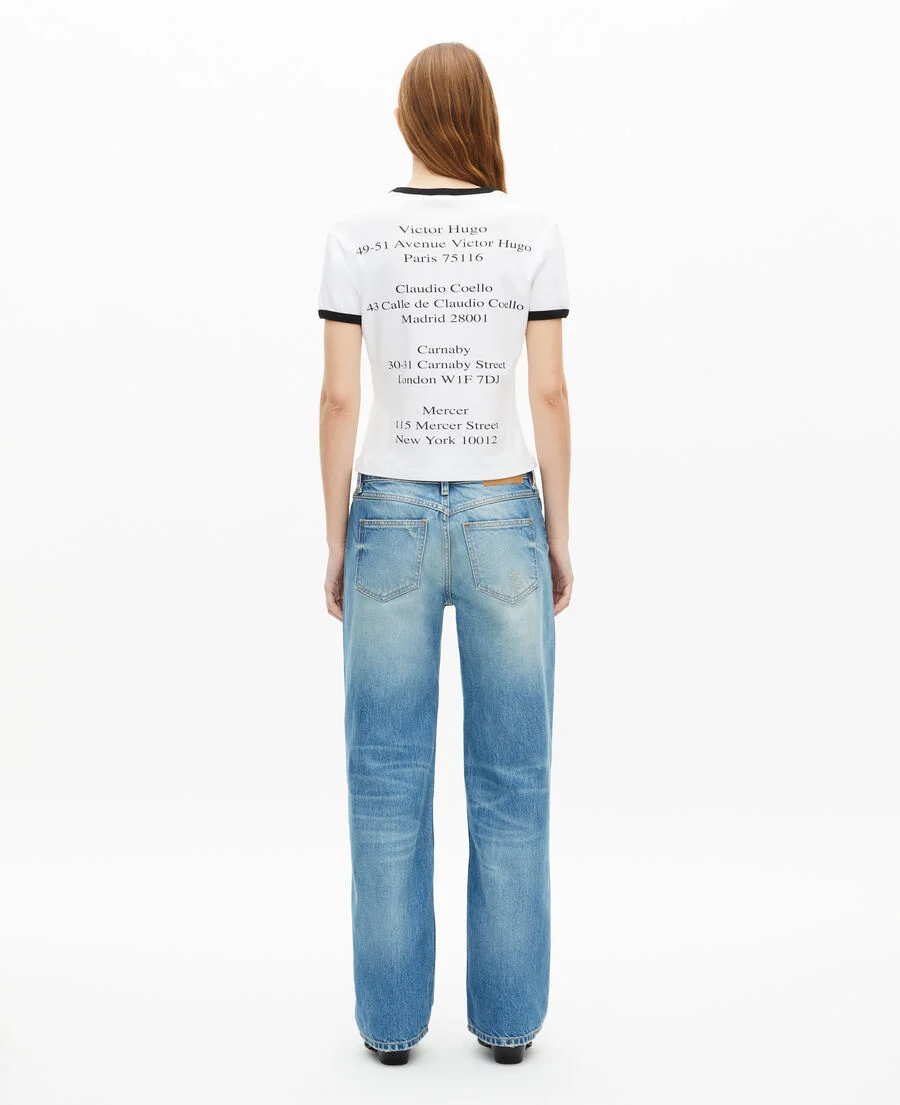 T-shirt court manches courtes blanc print devant et dos – Image 2