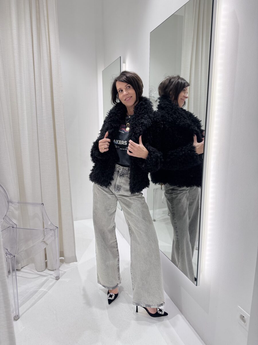 Jean wide leg gris