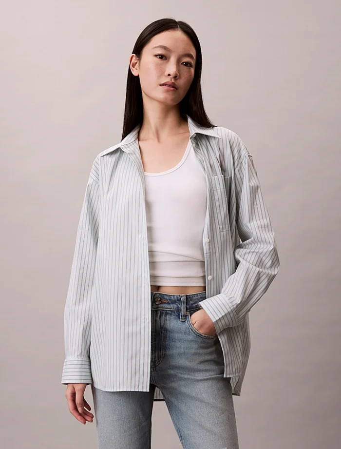 Chemise rayée bleue clair