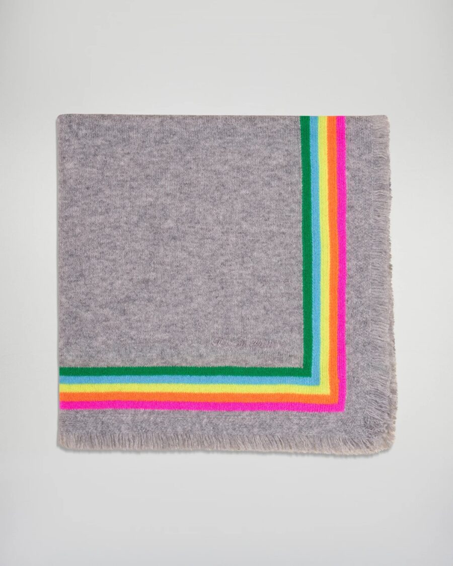 Foulard regular bandes multico gris chine – Image 3