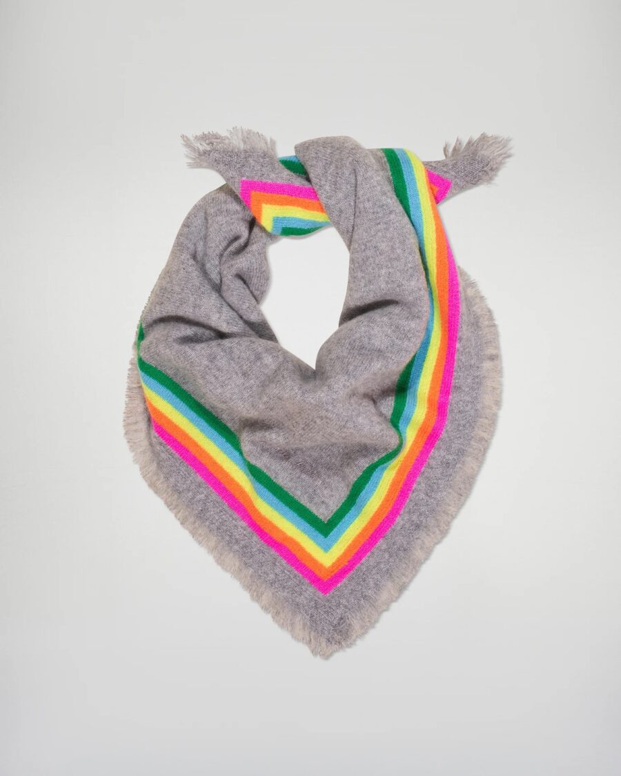 Foulard regular bandes multico gris chine – Image 2