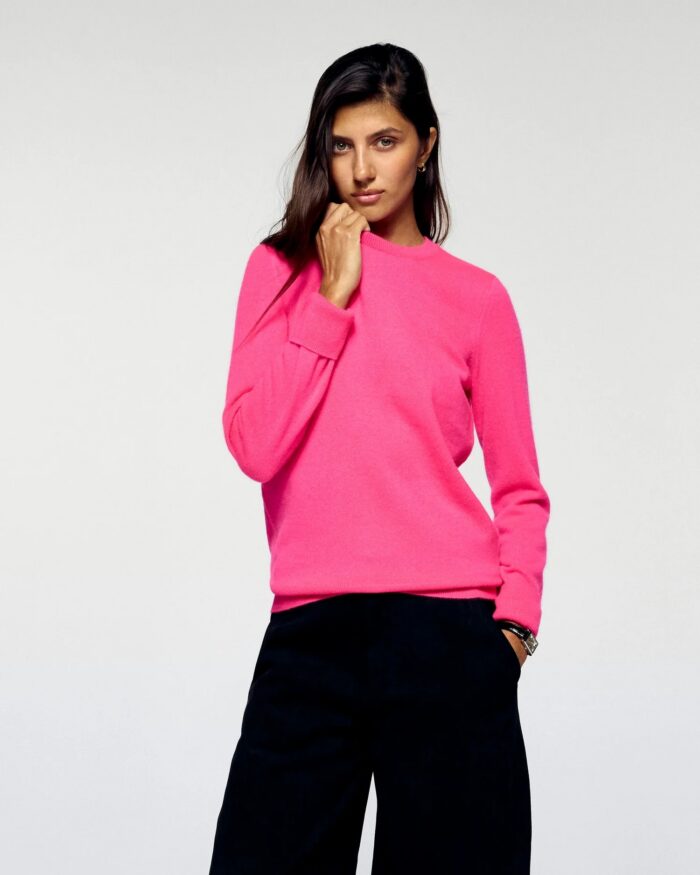 Pull col rond solar pink
